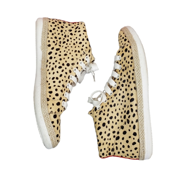 Dolce Vita Cheetah Animal Print Calf Hair Lace Up Sneakers Size 8.5 - Picture 2 of 9